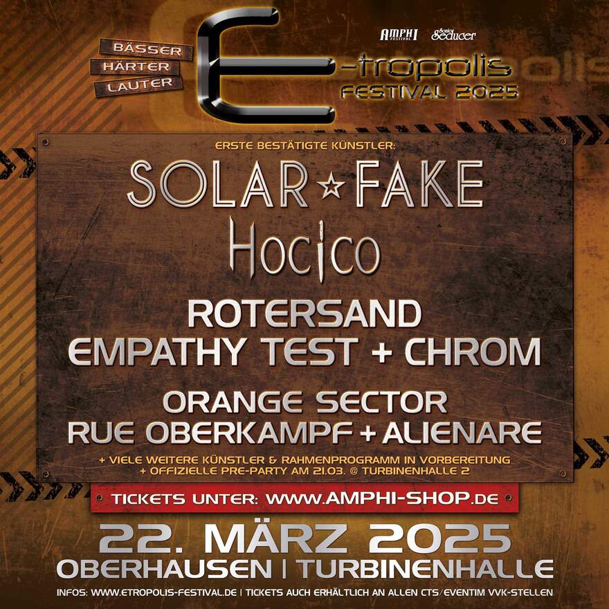 NEWS E-TROPOLIS FESTIVAL 2025 - SOLAR FAKE, ROTERSAND, EMPATHY TEST & MORE BANDS CONFIRMED! NEWS E-TROPOLIS FESTIVAL 2025 - SOLAR FAKE, ROTERSAND, EMPATHY TEST & MORE BANDS CONFIRMED!