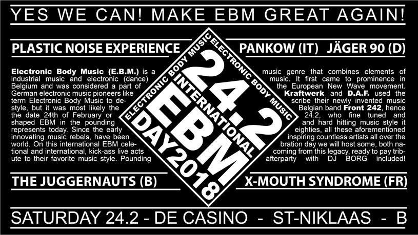 NEWS Line-up International EBM Day @ De Casino, St-Niklaas (B) complete!